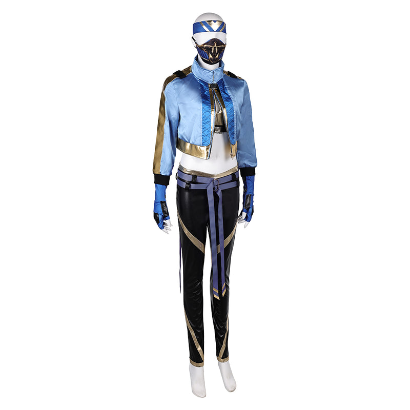 Blue set Kitana cos Mortal Kombat Cosplay Costume Outfits Halloween Carnival Suit