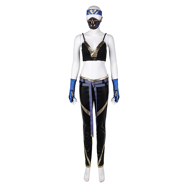 Blue set Kitana cos Mortal Kombat Cosplay Costume Outfits Halloween Carnival Suit