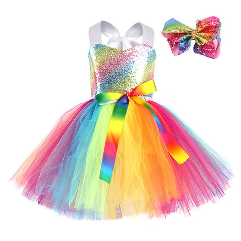 SeeCosplay Kids Girls Rainbow Cosplay Costume Dress Outfits Halloween Carnival Party Disguise Suit