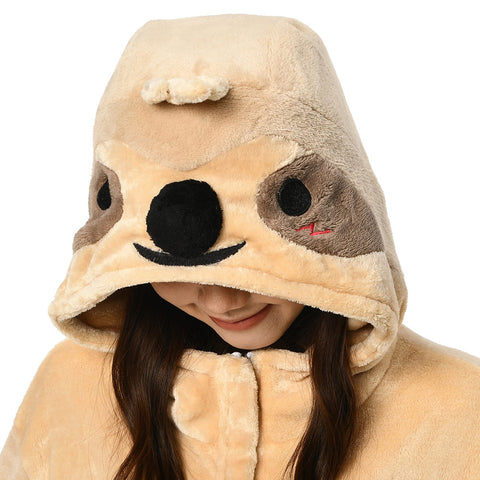 Cartoon Animal Bradypod Pajamas Onesies Sleepwear Flannel Jumpsuits Outfits Halloween Carnival Suit