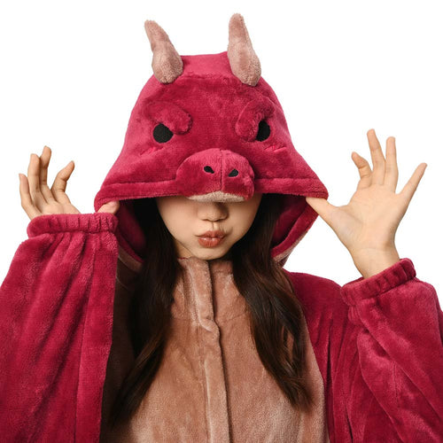 Cartoon Animal Dragon Pajamas Onesies Sleepwear Flannel Jumpsuits Outfits Halloween Carnival Suit