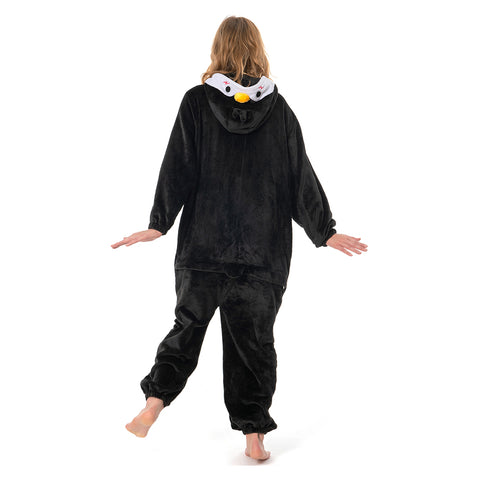 Cartoon Animal Penguin Pajamas Onesies Sleepwear Flannel Jumpsuits Outfits Halloween Carnival Suit