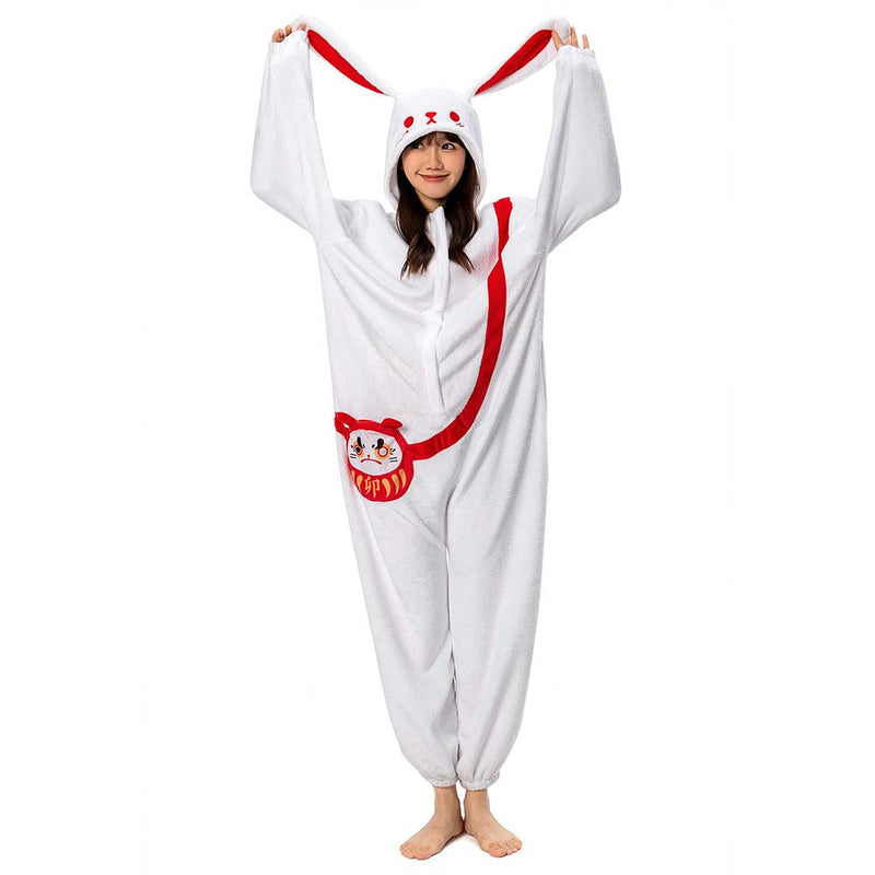 Cartoon Animal Rabbit Pajamas Onesies Sleepwear Flannel Jumpsuits Outfits Halloween Carnival Suit