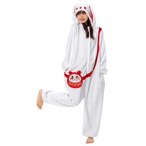 Cartoon Animal Rabbit Pajamas Onesies Sleepwear Flannel Jumpsuits Outfits Halloween Carnival Suit