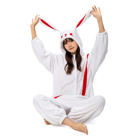 Cartoon Animal Rabbit Pajamas Onesies Sleepwear Flannel Jumpsuits Outfits Halloween Carnival Suit