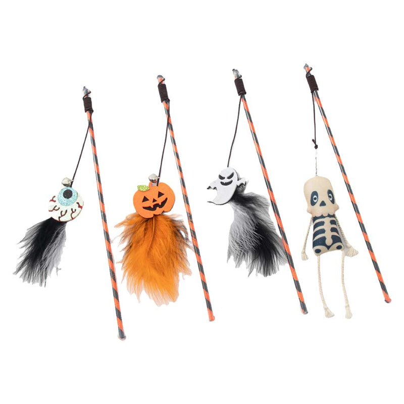 cat toy new cat teaser stick pumpkin ghost feather bell Toy