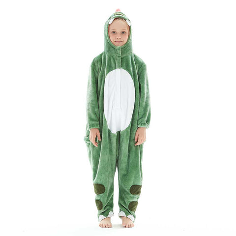 Children Animal Pajamas Cartoon Dinosaur Onesies Kids Warm Flannel Hooded Sleepwear