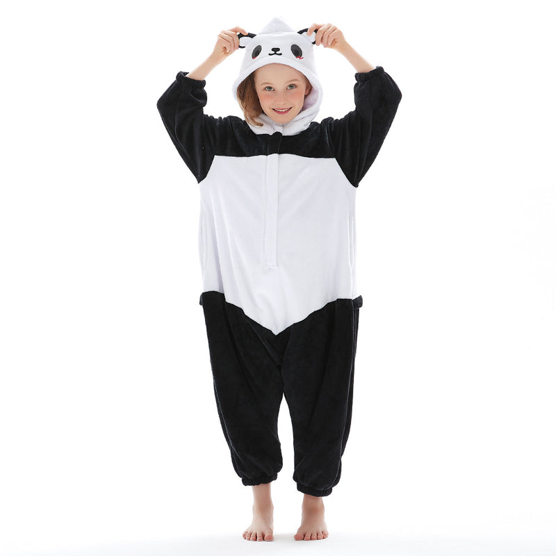 Children Animal Pajamas Cartoon Panda Onesies Kids Warm Flannel Hooded Sleepwear