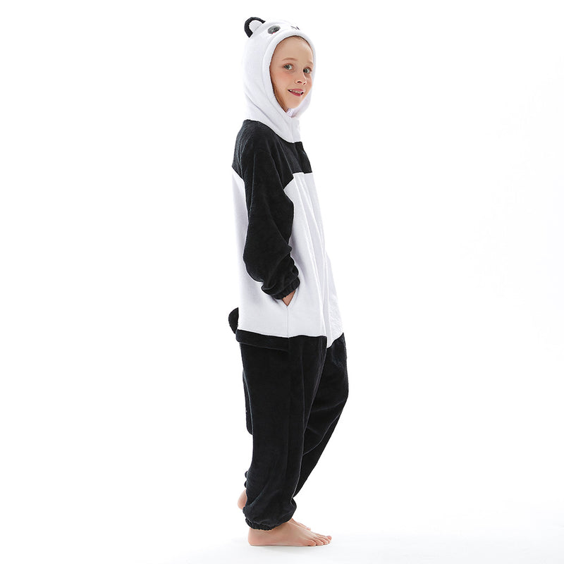Children Animal Pajamas Cartoon Panda Onesies Kids Warm Flannel Hooded Sleepwear