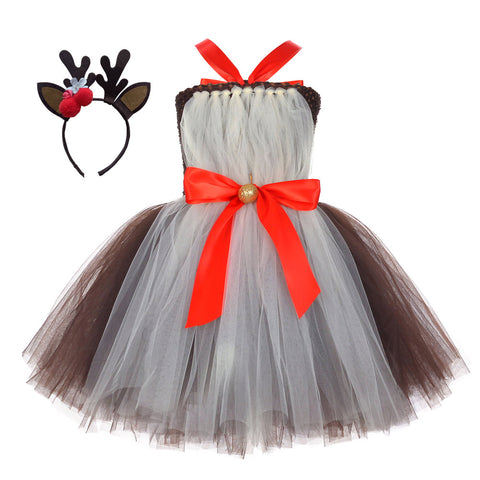 Christmas Dress for Girls Reindeer Cosplay Costume Reindeer Dress Gift