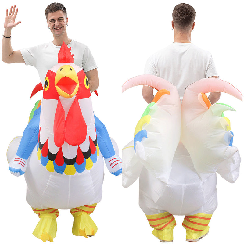 Colorful Rooster Cosplay Inflatable Costume Women Full Body Blow Up Clothes Fancy Dress Halloween Party Disguise Suit