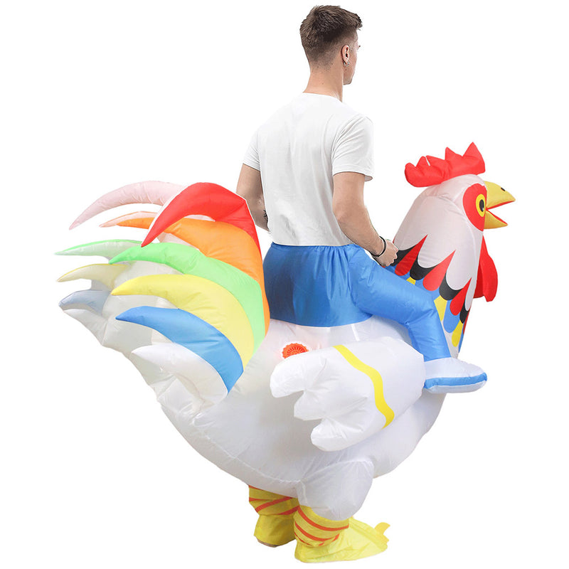 Colorful Rooster Cosplay Inflatable Costume Women Full Body Blow Up Clothes Fancy Dress Halloween Party Disguise Suit