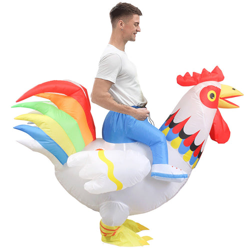 Colorful Rooster Cosplay Inflatable Costume Women Full Body Blow Up Clothes Fancy Dress Halloween Party Disguise Suit
