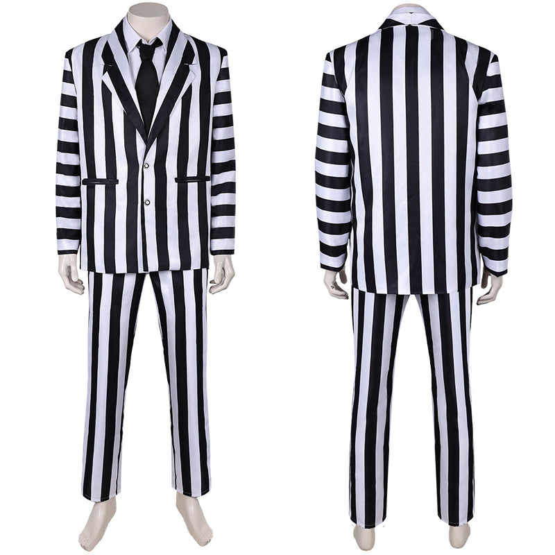 cos Black and white suit Cosplay Costume Outfits Halloween Carnival Suit Beetlejuice