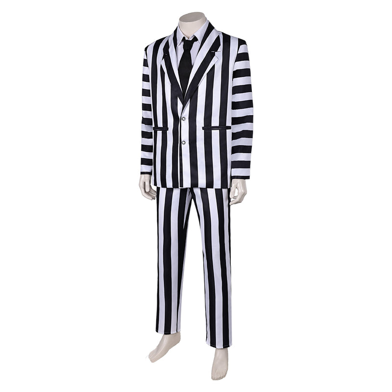 cos Black and white suit Cosplay Costume Outfits Halloween Carnival Suit Beetlejuice