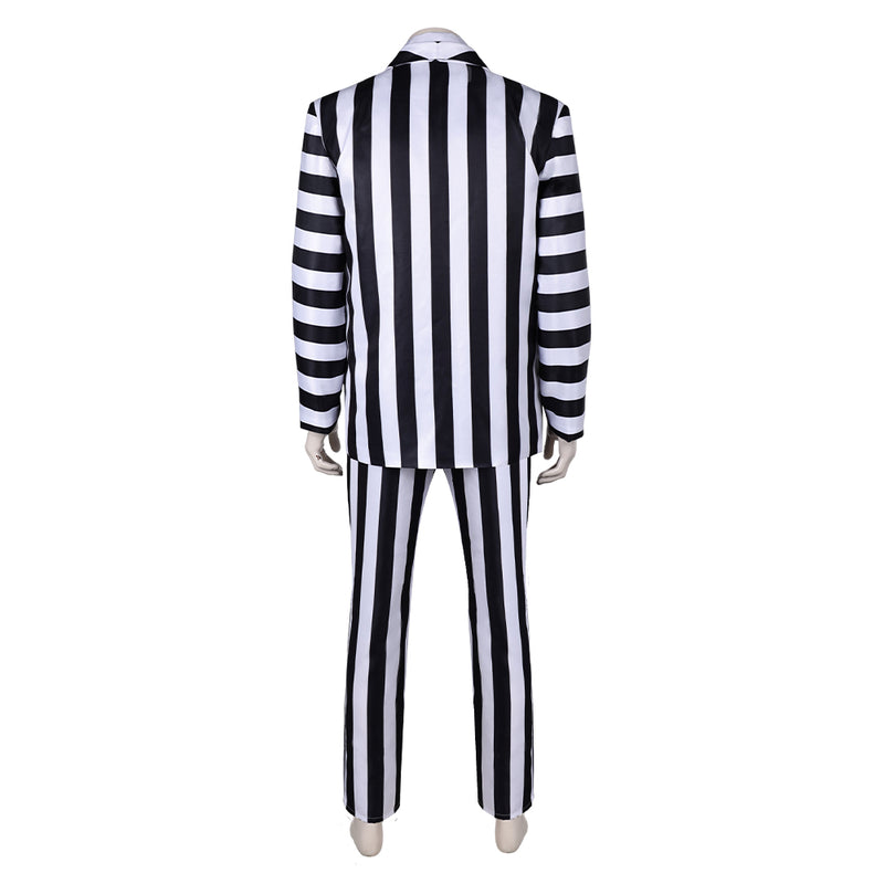 cos Black and white suit Cosplay Costume Outfits Halloween Carnival Suit Beetlejuice