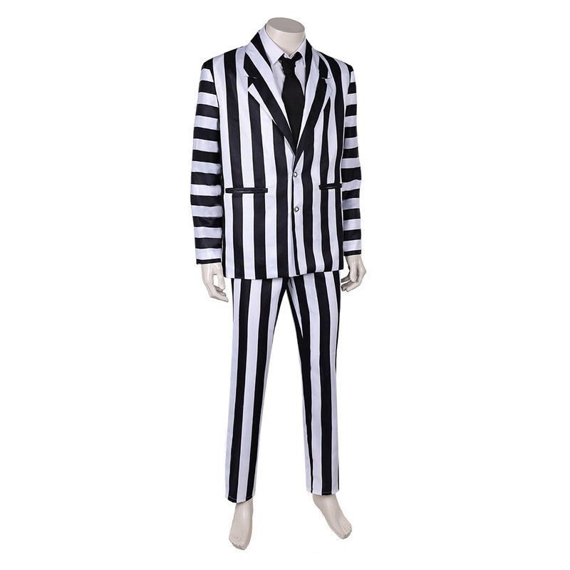 cos Black and white suit Cosplay Costume Outfits Halloween Carnival Suit Beetlejuice