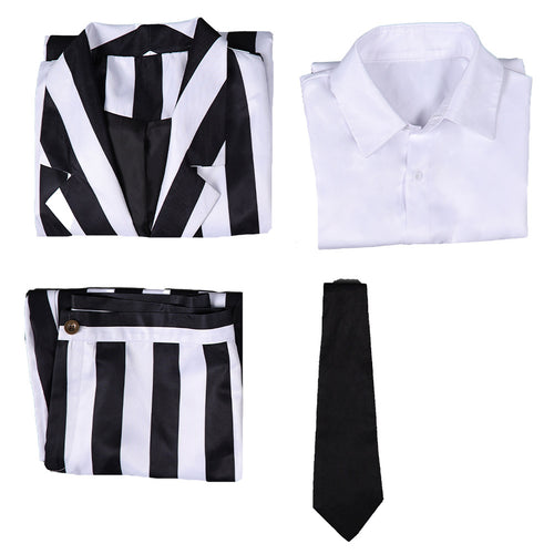 cos Black and white suit Cosplay Costume Outfits Halloween Carnival Suit Beetlejuice