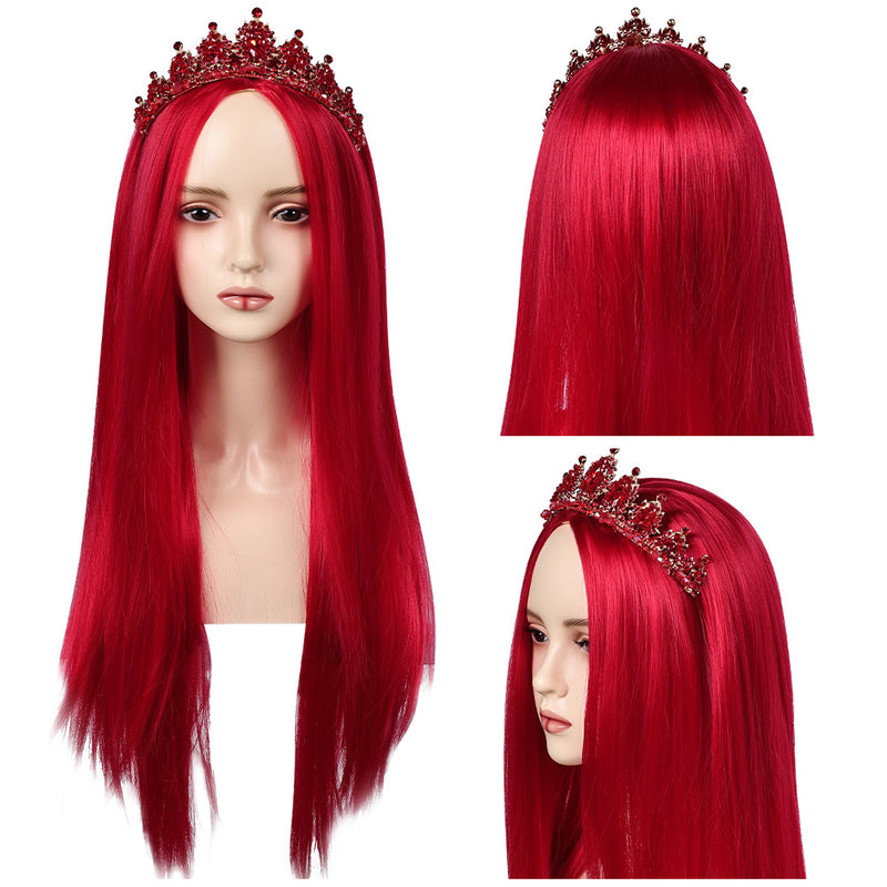 cos Descendants Queen of Hearts Wig Headband  Halloween Carnival Costume Accessories