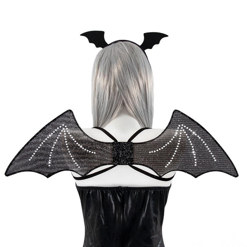 Cosplay Costume Outfits Halloween Carnival Suit Bat Wings Headband Set