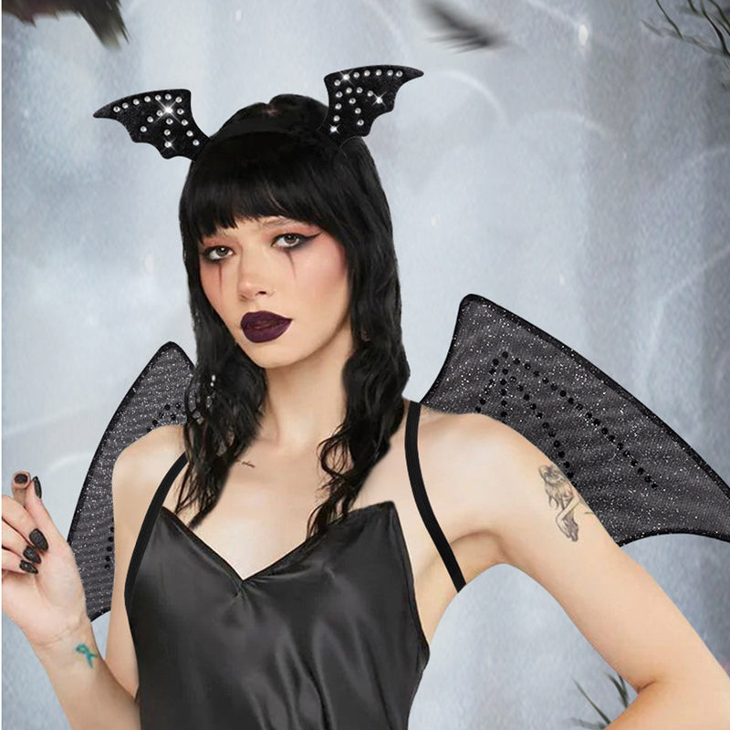 Cosplay Costume Outfits Halloween Carnival Suit Bat Wings Headband Set