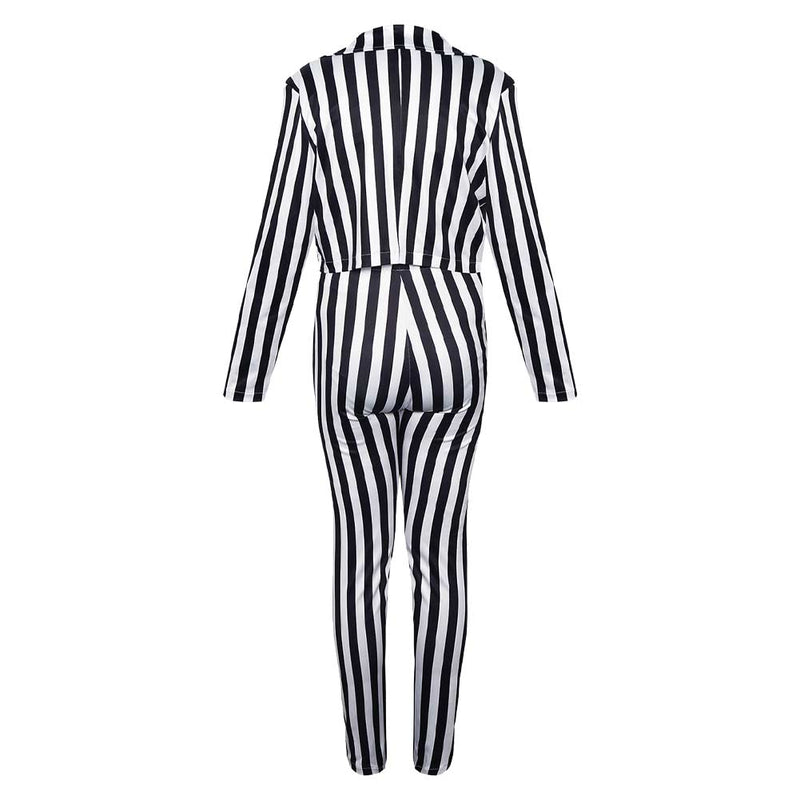 Cosplay Costume Outfits Halloween Carnival Suit Black and white vertical stripe suit