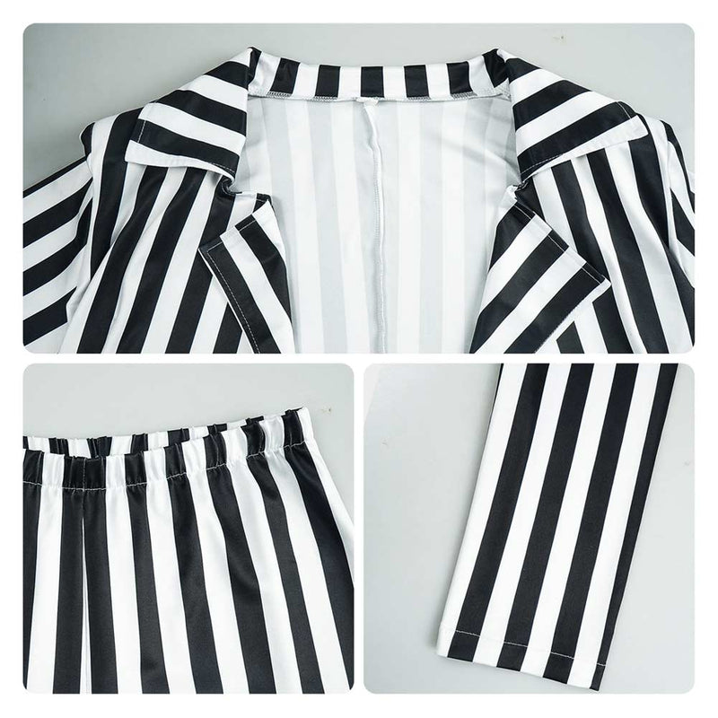 Cosplay Costume Outfits Halloween Carnival Suit Black and white vertical stripe suit