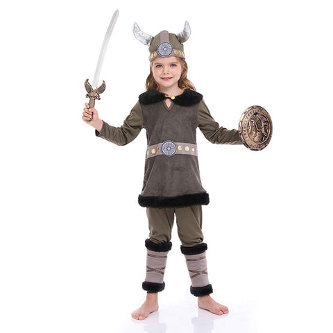 Cosplay Costume Outfits Halloween Carnival Suit Children‘s pirate warrior suit Viking performance suit