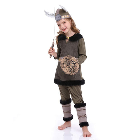 Cosplay Costume Outfits Halloween Carnival Suit Children‘s pirate warrior suit Viking performance suit