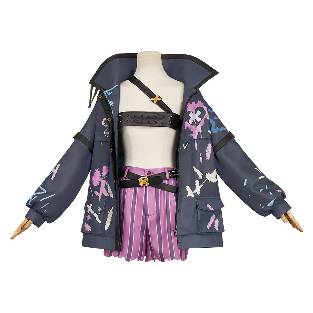 Jinx Outift Jinx-League of Legends:Arcane Jinx Cosplay Costume Black Coat Dress ...