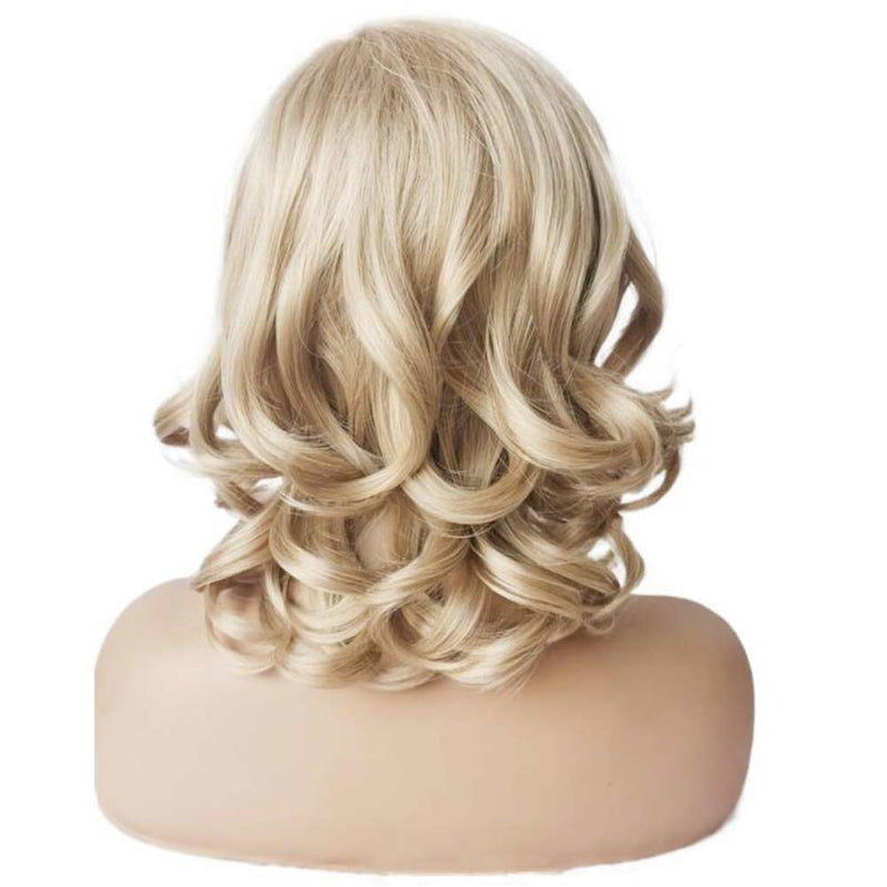 Cosplay Wig Heat Resistant Synthetic Hair Carnival Halloween Party Props Ladies‘ golden shoulder length curly hair wig