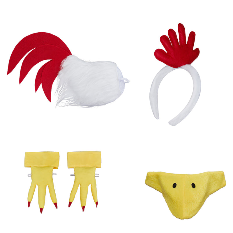 Cyborey White Adult Chicken Costume Feather Tail Costume Pattern and Mask Halloween cos