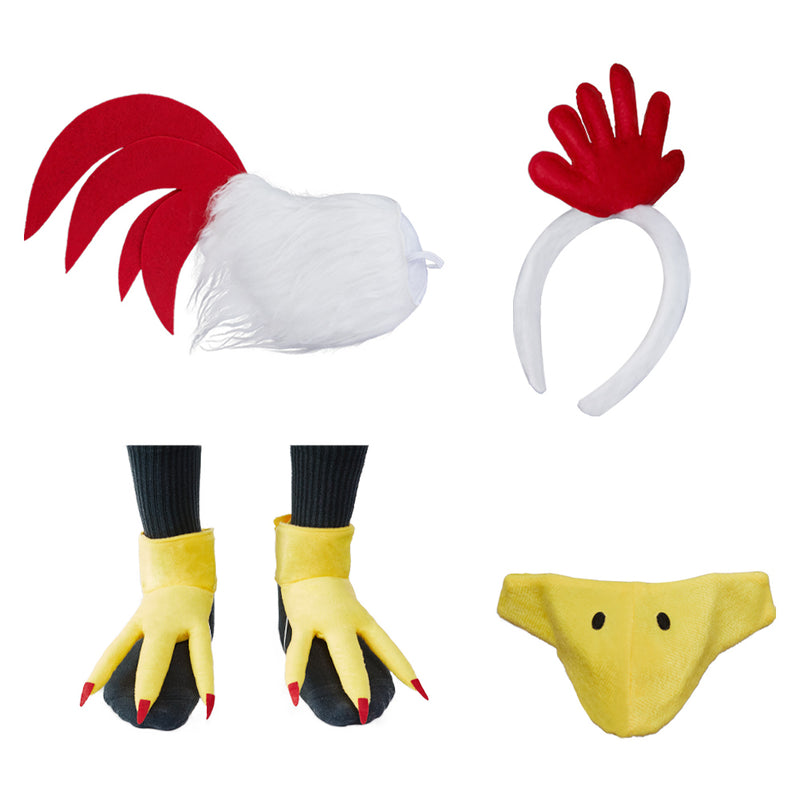 Cyborey White Adult Chicken Costume Feather Tail Costume Pattern and Mask Halloween cos