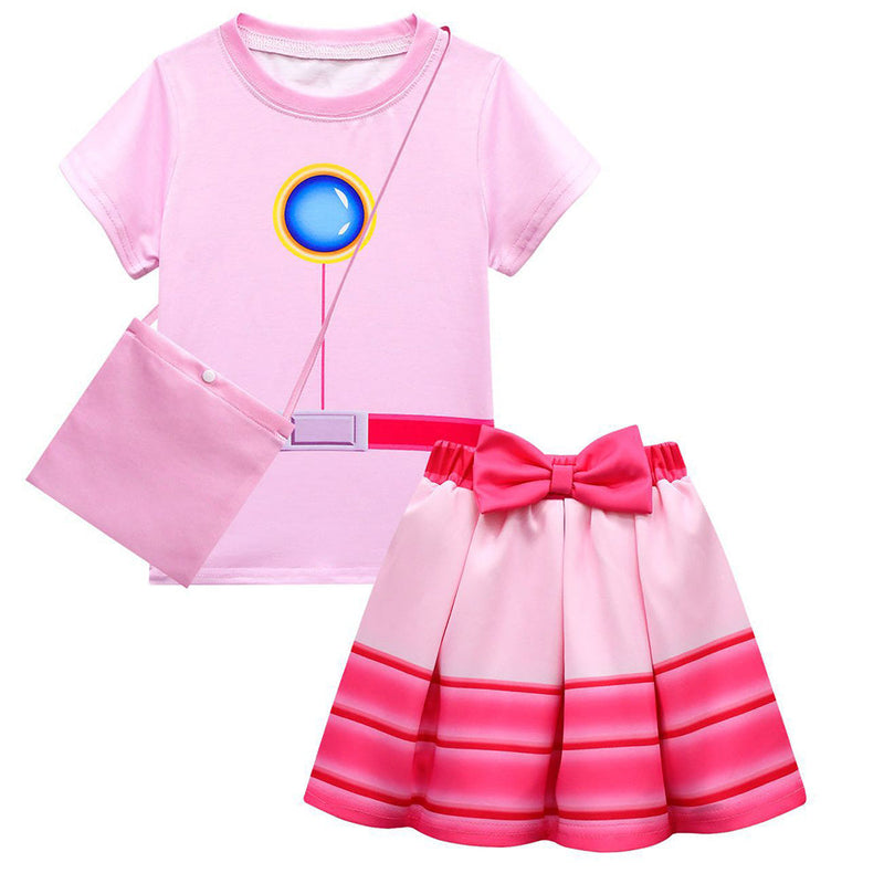 SeeCosplay The Super Mario Bros Peach Kids Girls Cosplay Costume Dress Outfits Halloween Carnival Party Suit