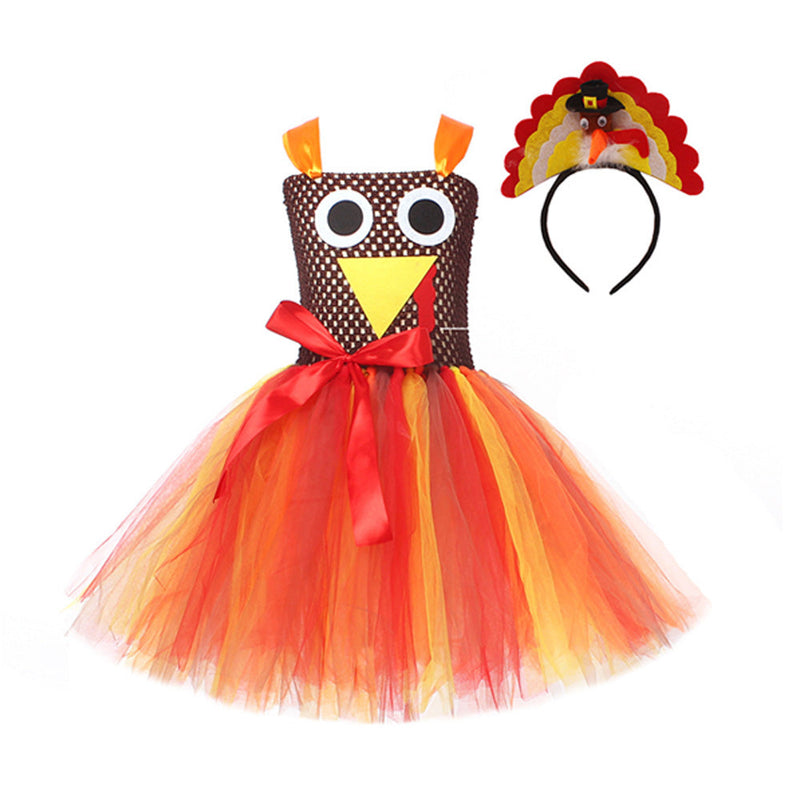 SeeCosplay Thanks Giving Day Turkey KIds Girls TUTU Dress Cosplay Dress Halloween Carnival Costume Dress Up