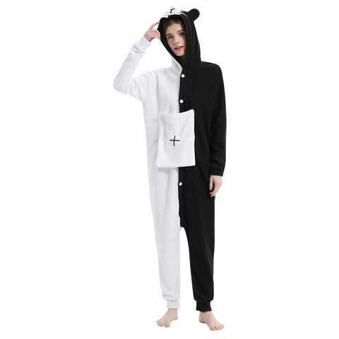 Danganronpa Monokuma Bear Pajamas Jumpsuit Cosplay Costume Gift Fleece Sleepwear