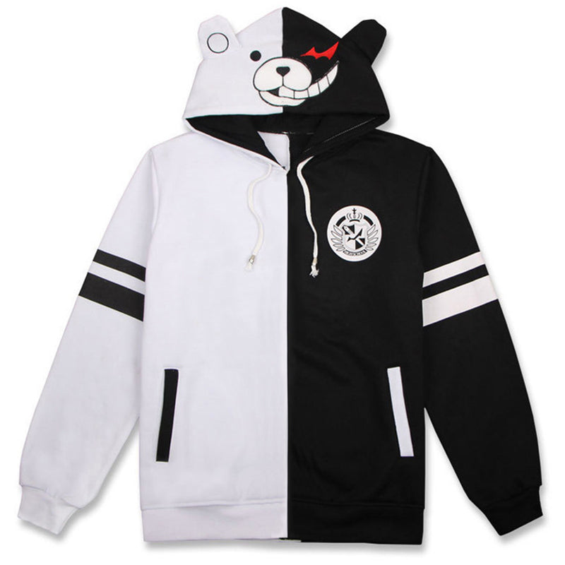 Danganronpa Monokuma Cosplay Costume Black White Bear Hoodie Pullover