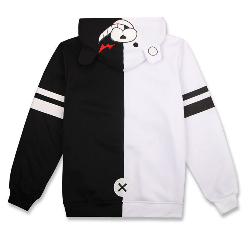 Danganronpa Monokuma Cosplay Costume Black White Bear Hoodie Pullover