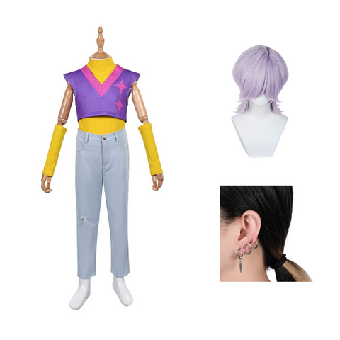 Kids Mystery Cosplay Costume - Purple & Yellow Halloween Party Outfit