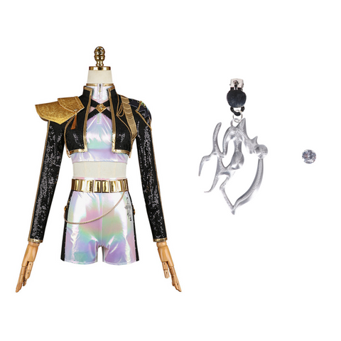 Rumi Cosplay Black Golden Stage Performance Outfit For Adult Female Halloween Carnival Suit-Seecosplay