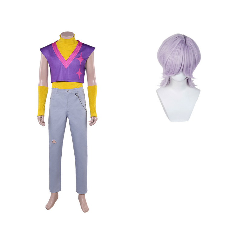 Mystery Cosplay Purple-Yellow Vest Outfit For Adult Man