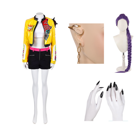 Rumi Cosplay Yellow Jacket Outfit Female Halloween Carnival Suit