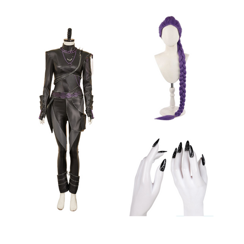 Rumi Cosplay Black Faux Leather Suit For Adult Female Halloween Carnival Suit