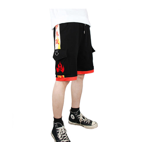 Demon Slayer  Rengoku Kyoujurou Cosplay Short Pants 3D Print Pocket Cargo Casual Loose Shorts