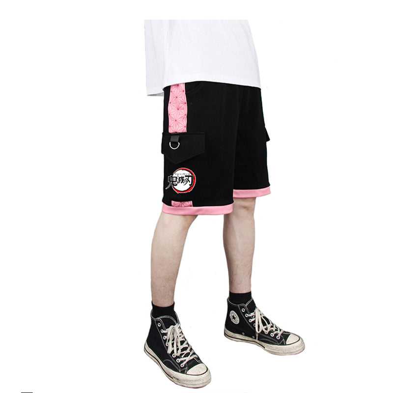 Demon Slayer Kamado Nezuko Cosplay Short Pants 3D Print Pocket Cargo Casual Loose Shorts