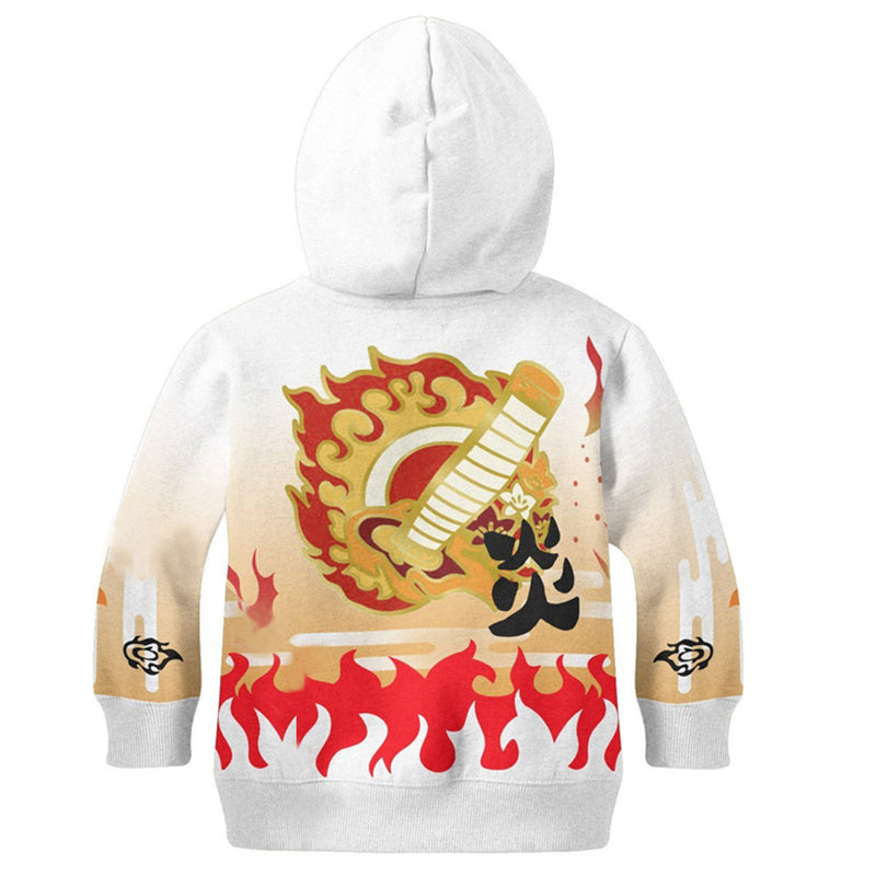 Demon Slayer Rengoku Kyoujurou Cosplay Hoodie 3D Printed Hooded Sweatshirt Kids Children Casual Streetwear Pullover