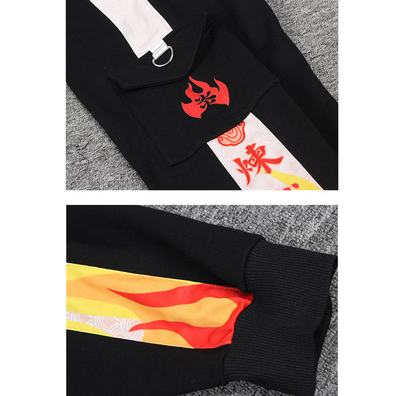 Demon Slayer Rengoku Kyoujurou Cosplay Pants 3D Print Pocket Cargo Casual Loose Trousers Overalls