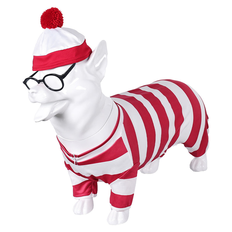 Dog Clothing Willy the Dog Cosplay Costume Outfits Halloween Carnival Suit Where‘s Wally? dog