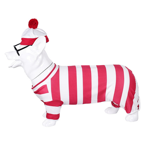 Dog Clothing Willy the Dog Cosplay Costume Outfits Halloween Carnival Suit Where‘s Wally? dog