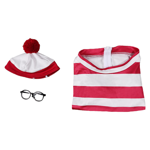 Dog Clothing Willy the Dog Cosplay Costume Outfits Halloween Carnival Suit Where‘s Wally? dog